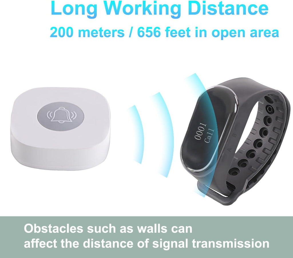 Wireless Calling System, Caregiver Pager, 1 Wrist Watch 10 Buttons