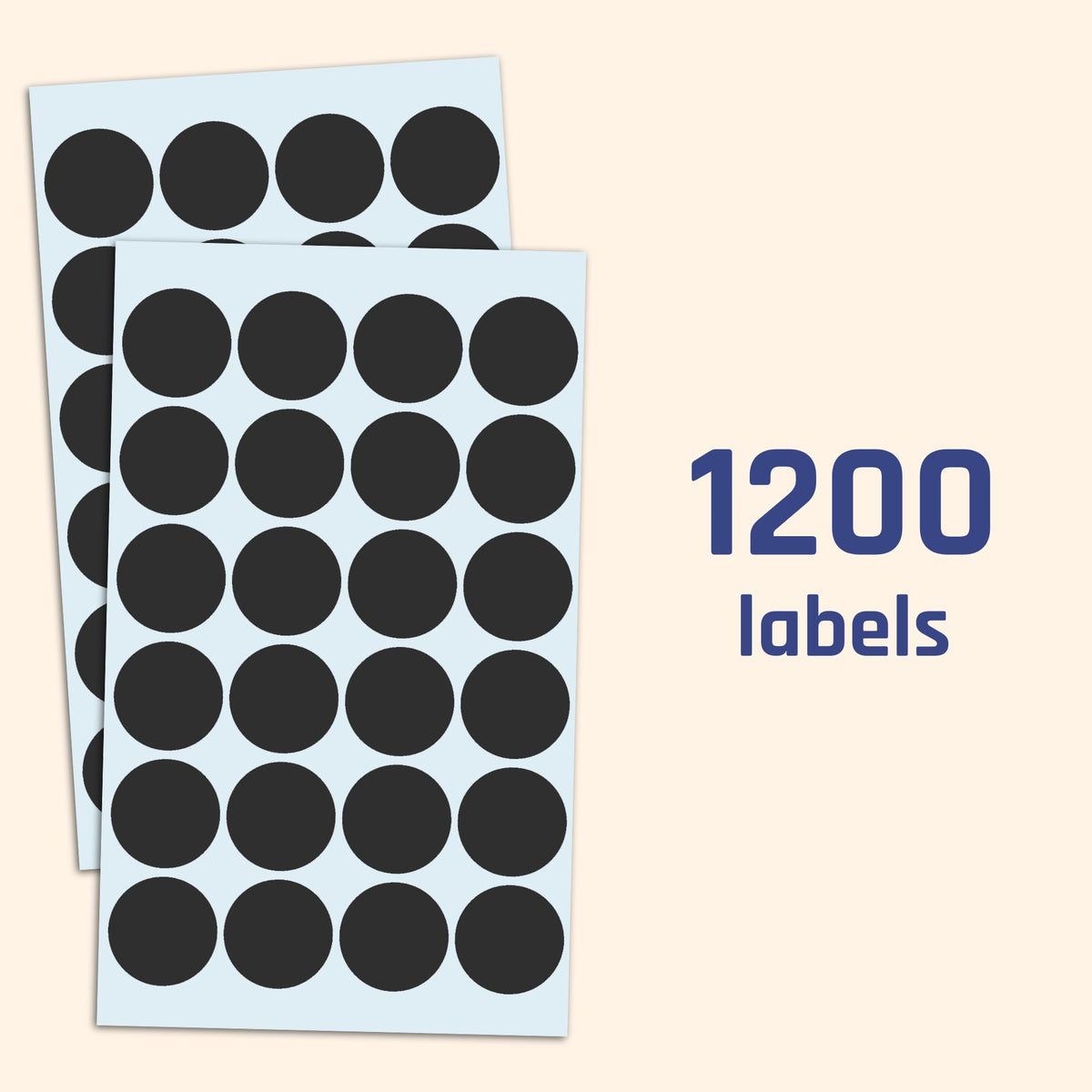 1200 Pack, 1" Round Dot Stickers Circle Labels - Black