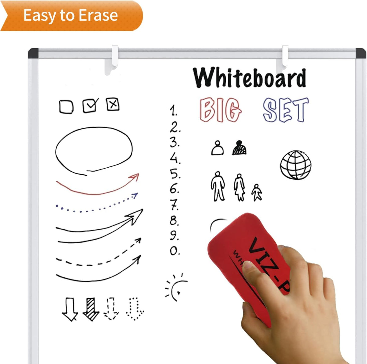 Magnetic Easel Whiteboard, 36 x 24 Inches, Height Adjustable Stand | 3' x 2' Portable Tripod Dry Erase Board with