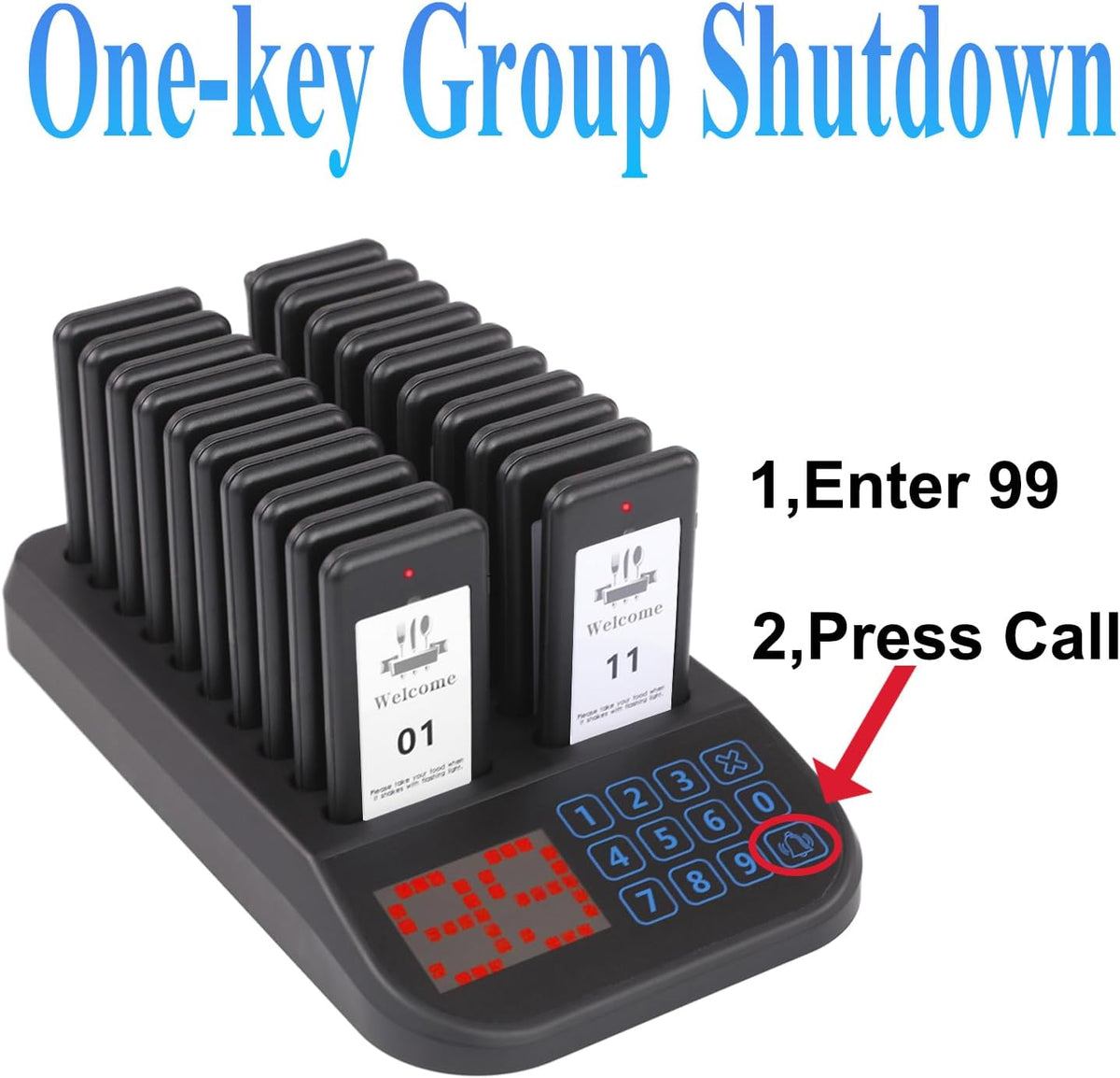 Restaurant Pager System, 20 Beepers, Wireless Calling System