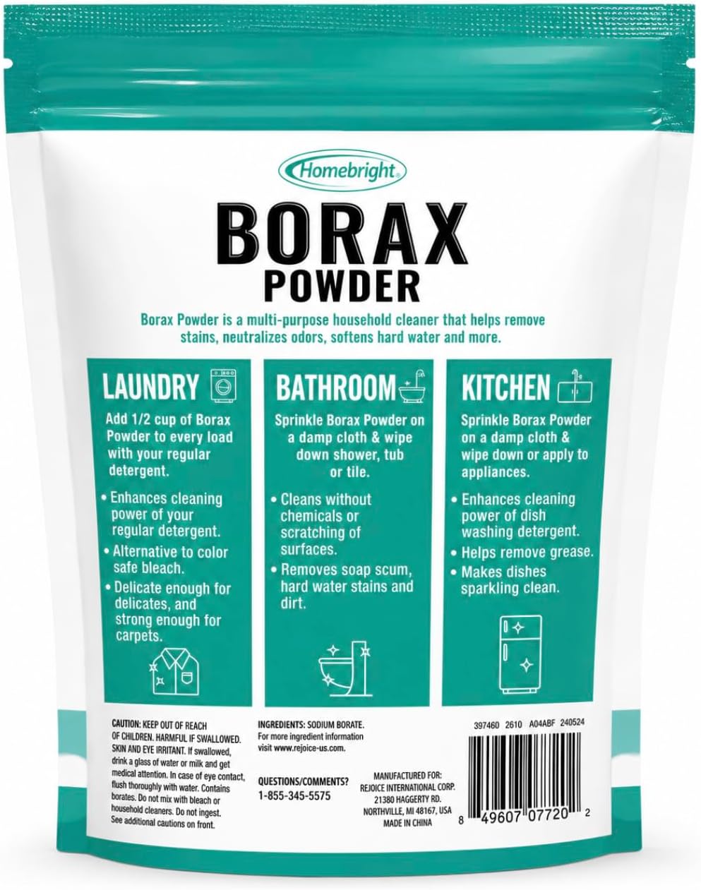 Borax Powder Multi-Purpose Household Cleaner, Laundry Booster and Stain Remover