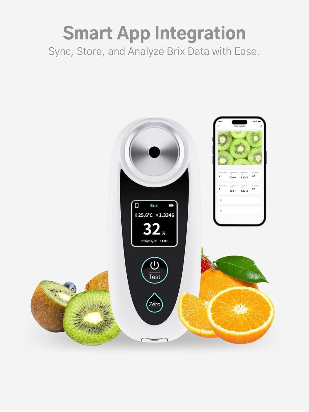 Digital Brix Refractometer, ±0.1%, Precisionwith ATC, Rechargeable & Portable