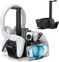Dual Controller Holder with Headphone Stand - Multi-Functional Desk Storage Box with Phone Holder - Universal