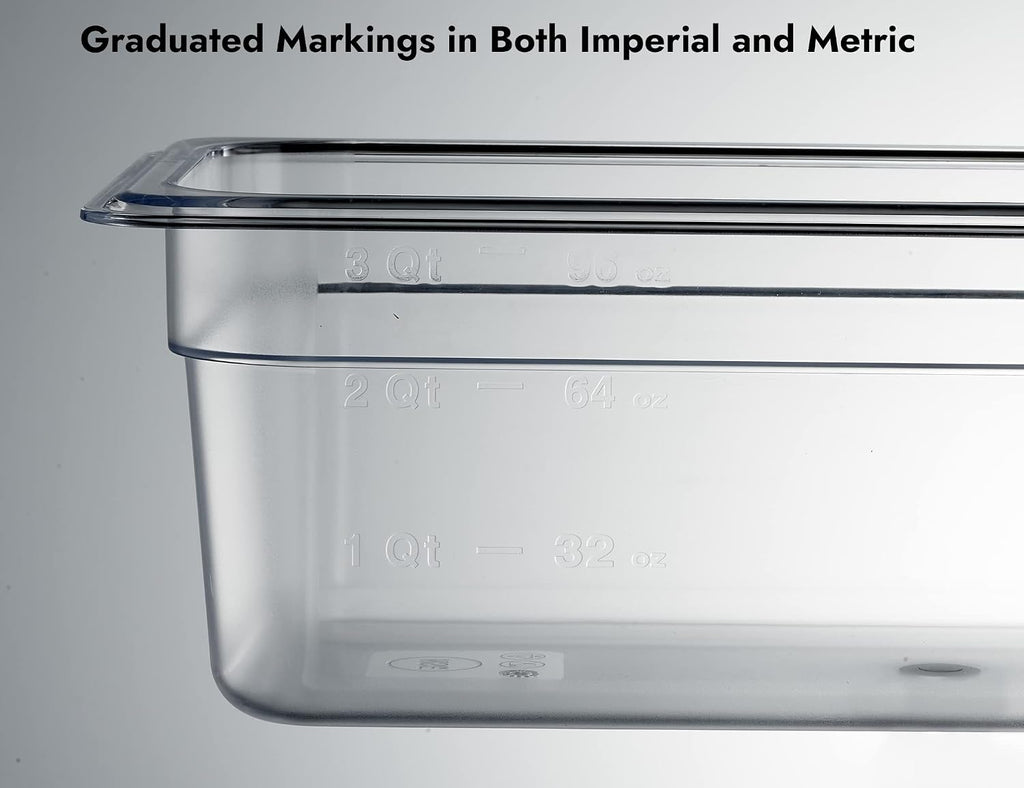 6-Pack 1/3 Size 4" Deep NSF Polycarbonate Food Pans | Dishwasher & Freezer Safe Clear Container for Prep Tables