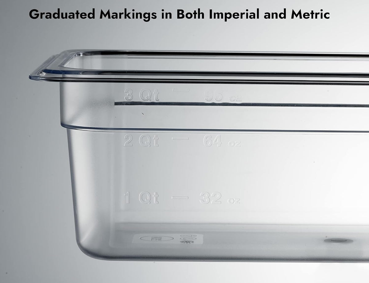 6-Pack 1/3 Size 4" Deep NSF Polycarbonate Food Pans | Dishwasher & Freezer Safe Clear Container for Prep Tables
