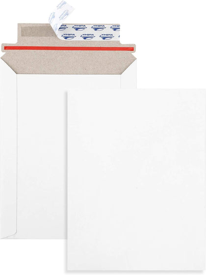 6x8 Self Seal Photo Document Mailers 25 Pack Stay Flat White Cardboard Envelopes, 6.25 x 8.25 Inches