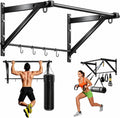 Adjustable Depth Pull Up Bar, Wall & Doorway Mounted Chin Up Bar with Hooks, Thickened Steel Construction, 500LBS