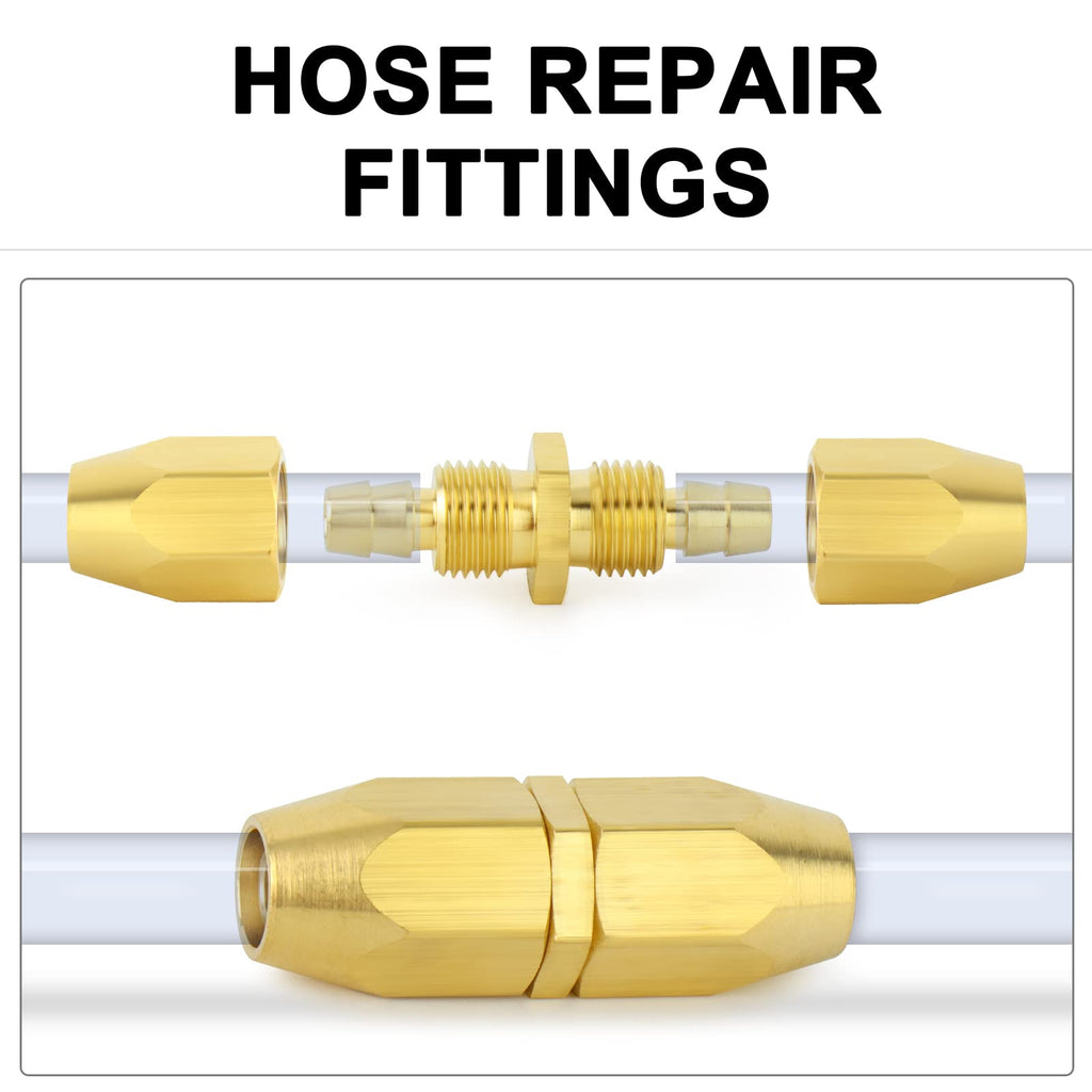 ChillWaves Brass Air Reusable Replacement Fitting,Reusable Hose Splicer 1/4" ID Hose（1/4" Barb）Repair Fitting(5-PACK)