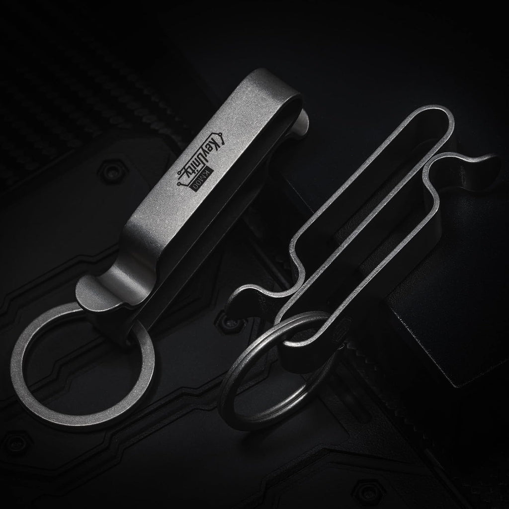 KM00 Titanium Belt Loop Keychain Clip | Double Side Quick Release Key Holder with Detachable Key Ring