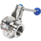 DEKADONS Stainless Steel 304 KF16 Flanged Vacuum Butterfly Valve, Manual Clamped Three-clamp Ball Valve with Pull Handle and Silicone (Blue, KF16)