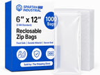 6” X 12” (1000 Count) 2 Mil Clear Reclosable Zip Plastic Poly Bags