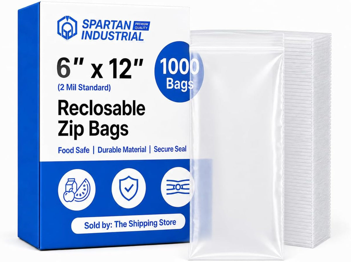 6” X 12” (1000 Count) 2 Mil Clear Reclosable Zip Plastic Poly Bags