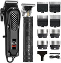LCD Cordless Hair Clippers for Men, Beard Trimmer & Hair Cutting Kit | 8 Guide Combs, Adjustable Blade, Self Haircut