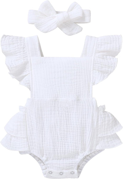 Toddler Baby Girl Ruffled Sleeveless Romper Summer Clothes