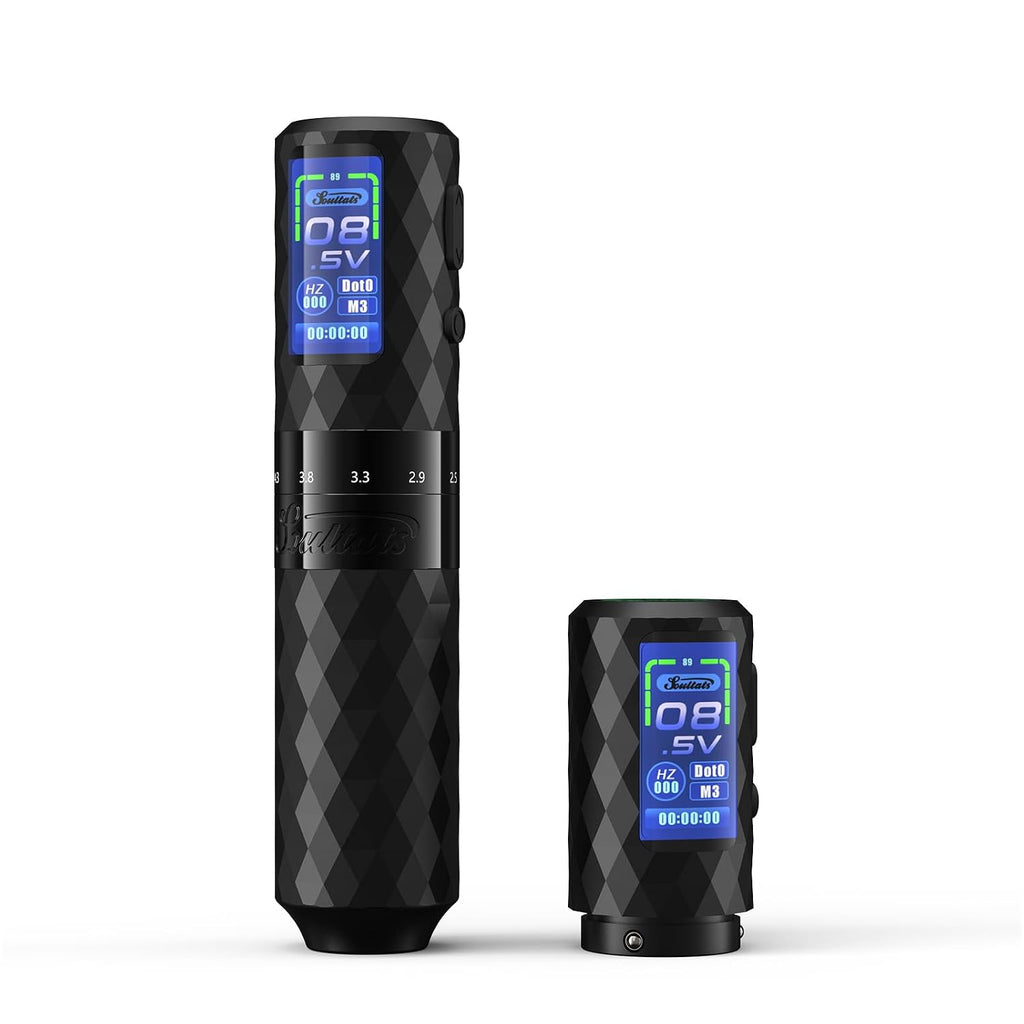 EZ Tattoo Gun - 6 Strokes 2.5-4.8mm Tattoo Machine Pen with Extra OLED Digital Display 1600mAh Battery Power Rotary