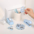 Blue Office Desk Accessories, Stapler and Tape Dispenser Set,10PCS