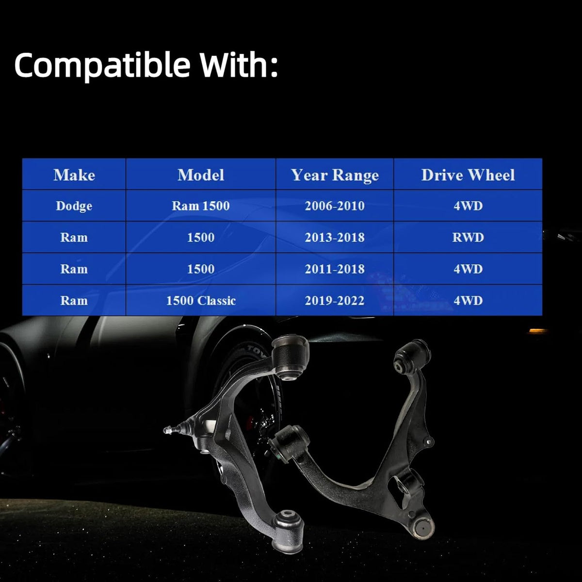 2PC K641504 K621602 Control Arm W/Ball Joint for Ram 1500 2006-2018