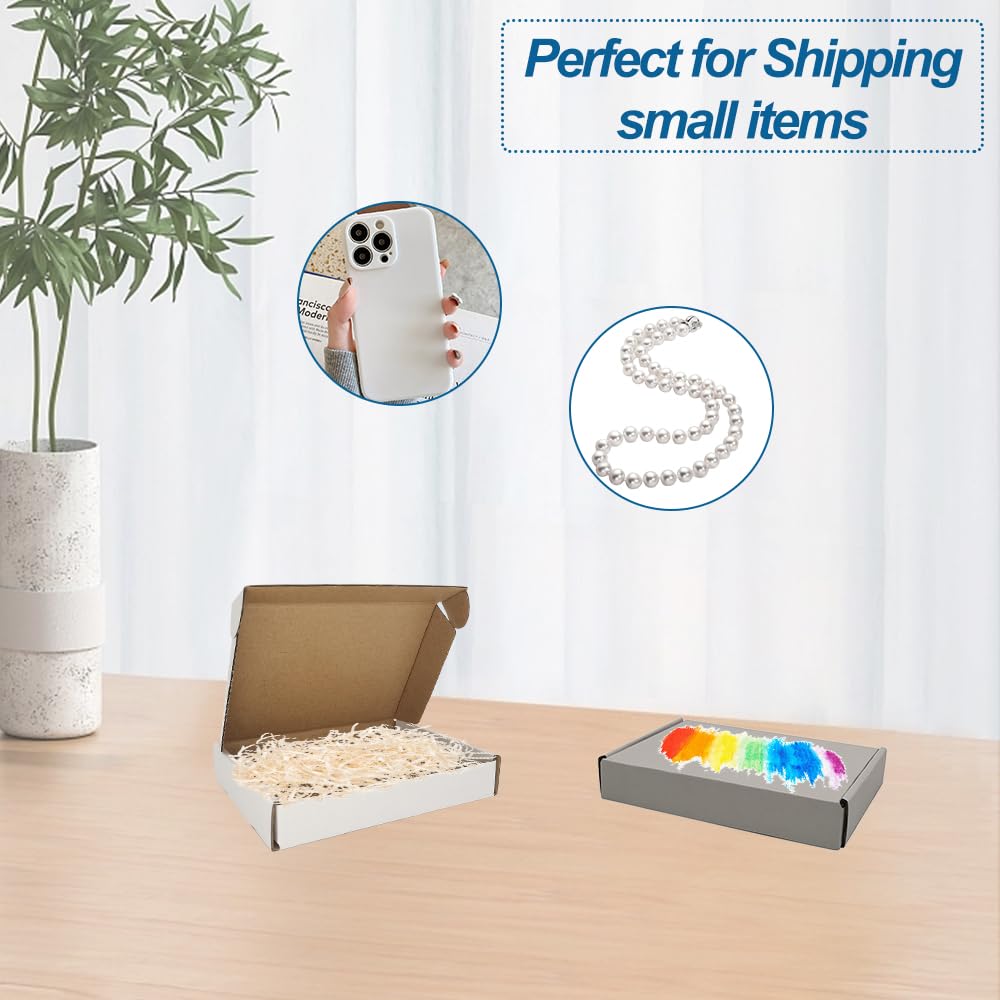 50 Pack 6x4x1'' Small Shipping Boxes, Cardboard Corrugated Mailers, White (M641-E-W)