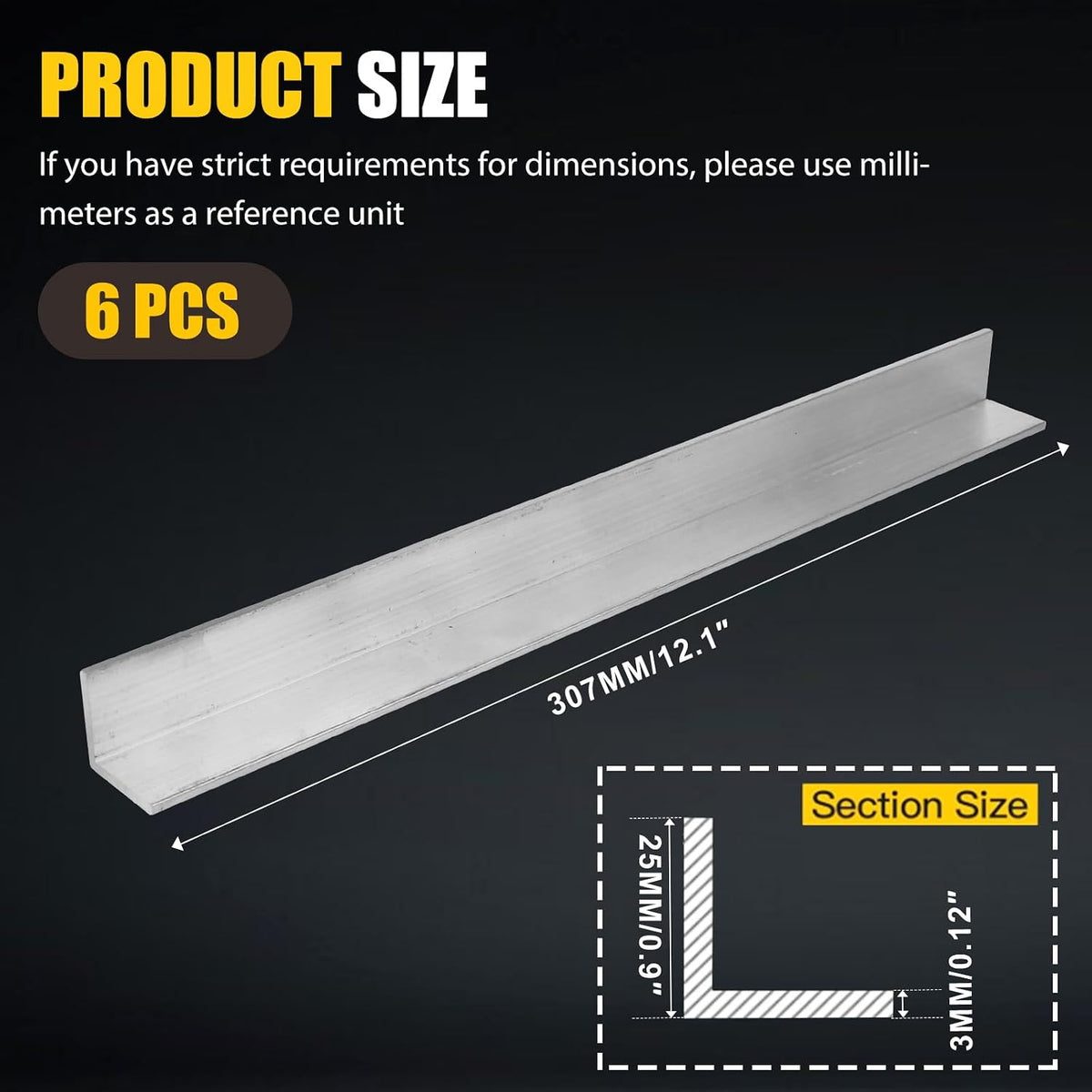 12" Aluminum Angle Stock, 1" x 1"x 1/8" Aluminum Angle Iron | 6061Aluminum, 1/8" Thick 6PCS