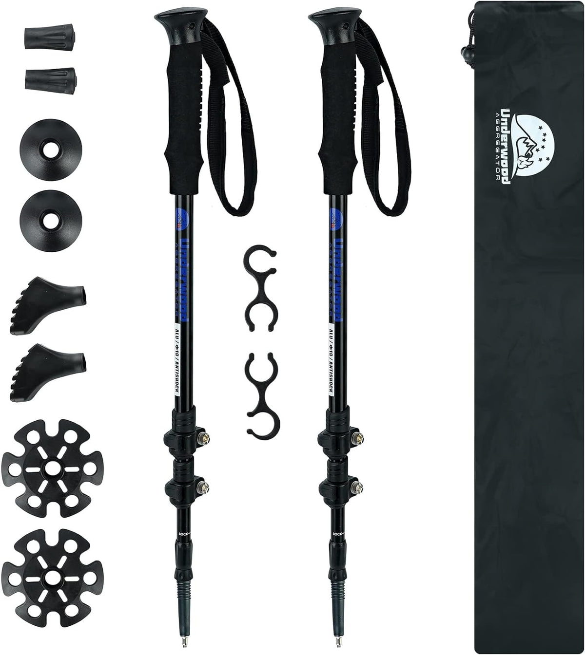Trekking Poles Collapsible Hiking Poles, Lightweight Aluminum Hiking Sticks | Quick-Lock, Anti-Shock, Adjustable
