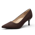 Women's Closed Pointed Toe Kitten Heels Pumps Coffee Brown 8