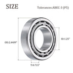 uxcell 2pcs 15123/15245 Tapered Roller Bearing Cone and Cup, 1.25" Bore x 2.4409" OD x 0.715" Thick, Chrome Steel Taper Bearing Set, ABEC-5