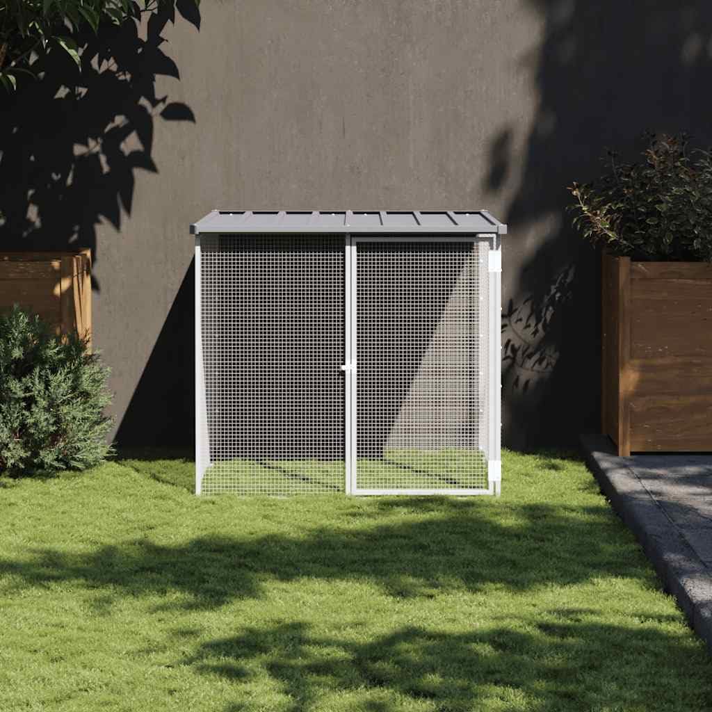 Chicken Cage Light Grey Galvanized Steel Medium Size 40.6 x 39.0 x 35.4 in Outdoor Small Animal Pet Habitat Enclosure