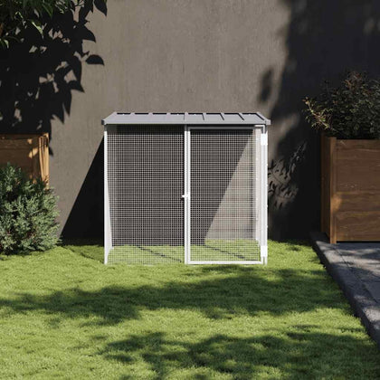 Chicken Cage Light Grey Galvanized Steel Medium Size 40.6 x 39.0 x 35.4 in Outdoor Small Animal Pet Habitat Enclosure