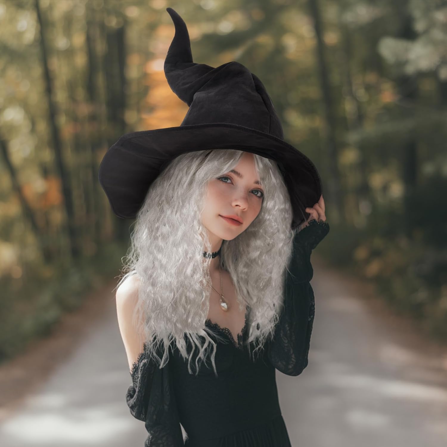 Wizard Hat Witch Hat Wizard Beard and Wig Set Halloween Costume Accessory for Men Women