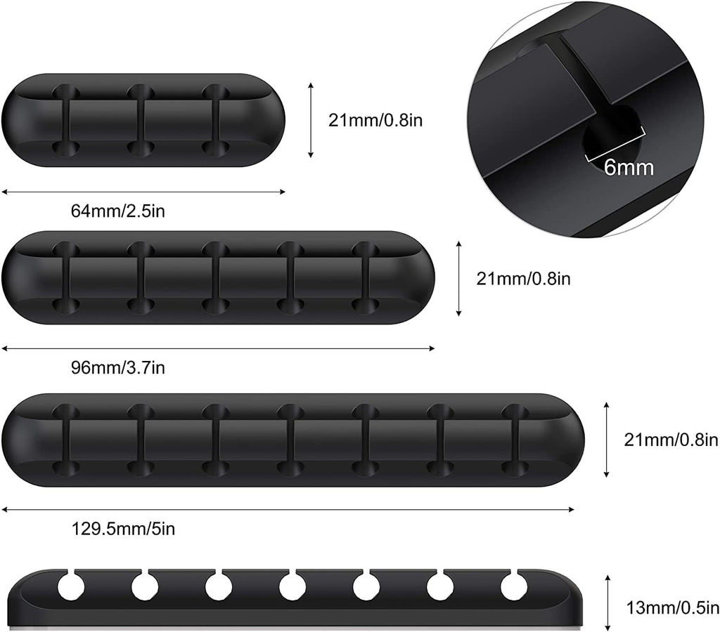 Cable Holder Clips, 3-Pack Cable Management Cord Organizer Clips Silicone Self Adhesive for Desktop USB Charging