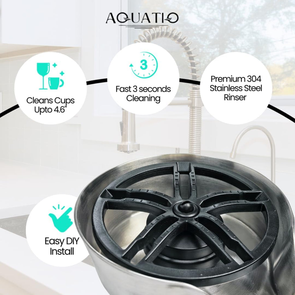 2 in1 Glass Rinser for Kitchen Sink, Stainless Steel Cup Cleaner