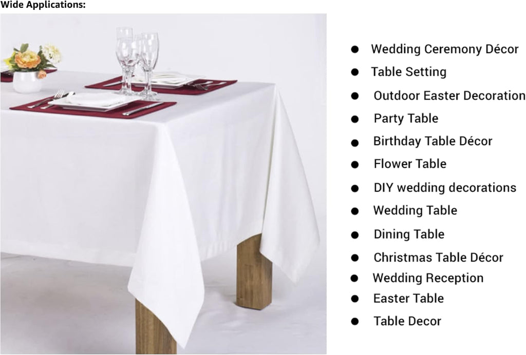 60 x 102-Inch Rectangular Polyester Tablecloth - Made in USA - Wrinkle-Resistant, Flame Retardant, Durable Party