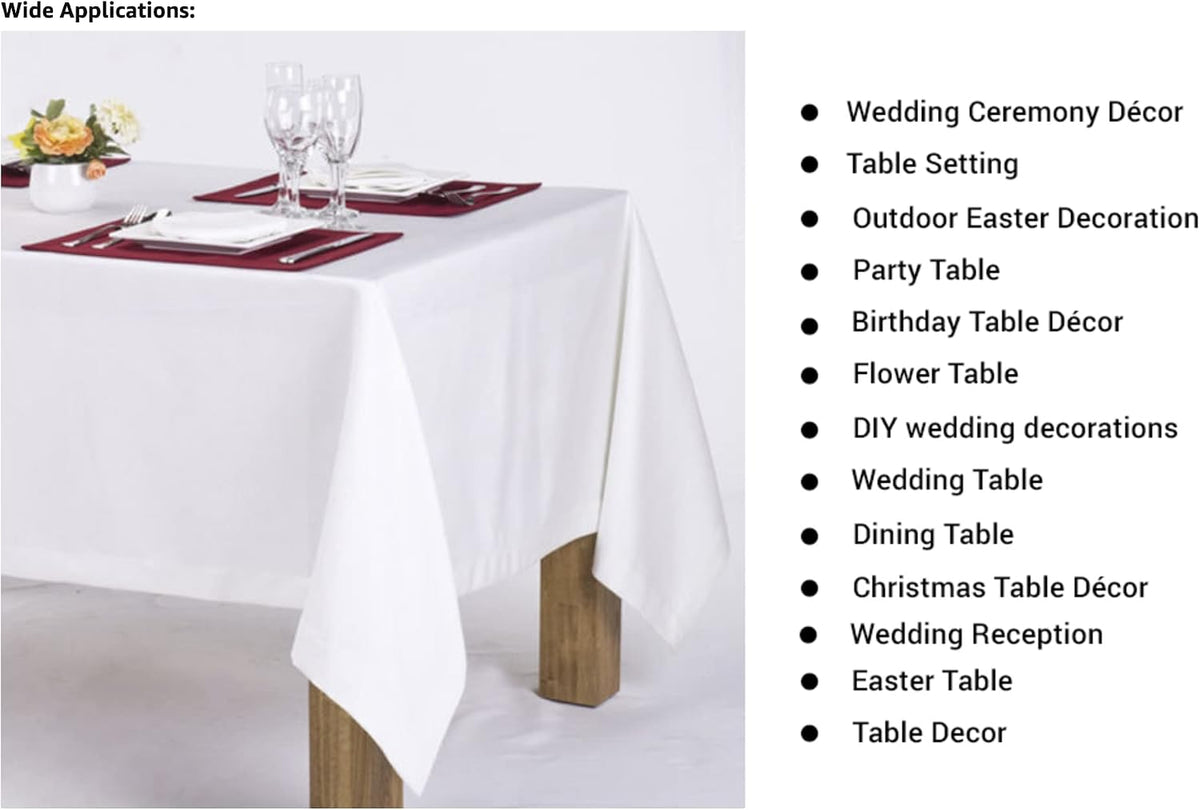 60 x 102-Inch Rectangular Polyester Tablecloth - Made in USA - Wrinkle-Resistant, Flame Retardant, Durable Party