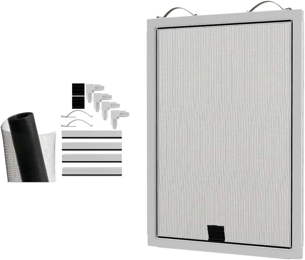 Window Screen Replacement Kit, 36", 48" and 60" Window Frames, White or Bronze, with Screen Mesh Roll. Easy