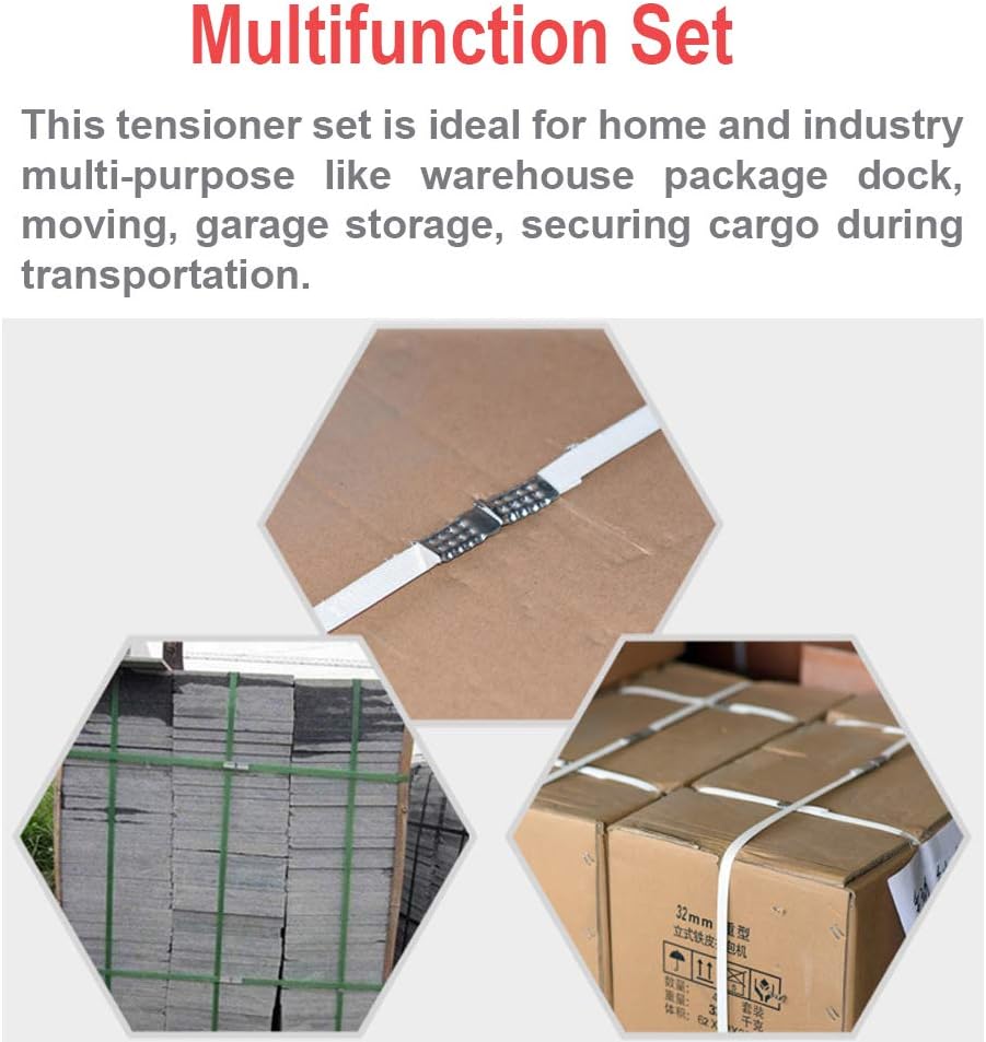 Binding Tool Kit for Strapping with 200 Strapping Seals | Poly Strapping Tensioner Cutter & Sealer Manual Banding
