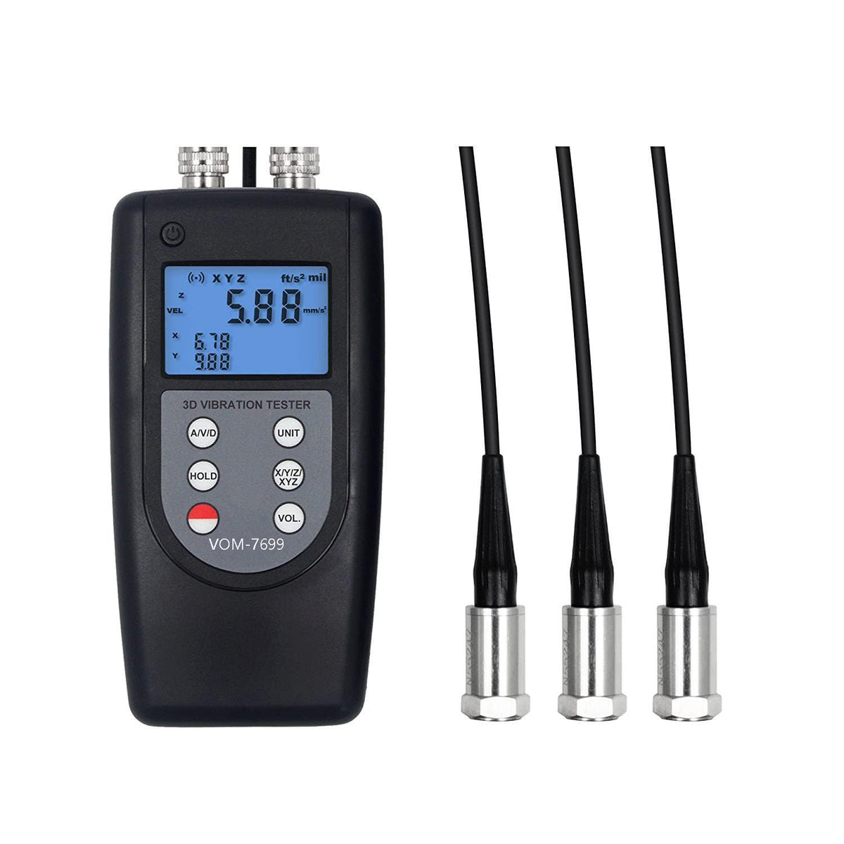 Vibration Meter Tester 3 Channel Vibrometer Gauge Analyzer with 3 Piezoelectric Transducers