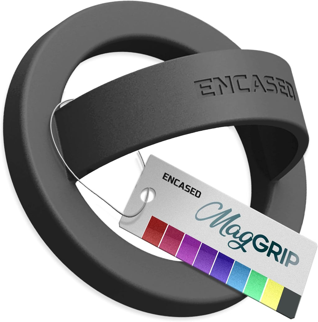 Magnetic Phone Grip Holder Thin Silicone Finger Loop Ring, Compatible with Magsafe (Black)