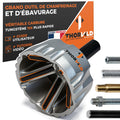 THORVALD Big Deburring External Chamfer Tool with Tungsten Carbide Blade - Deburr Tool for All Thread, All Metal Rod, Pipe, PVC - 1/2" to 1-3/8" Diameter (12~35mm) - User Guide + Tutorial Video