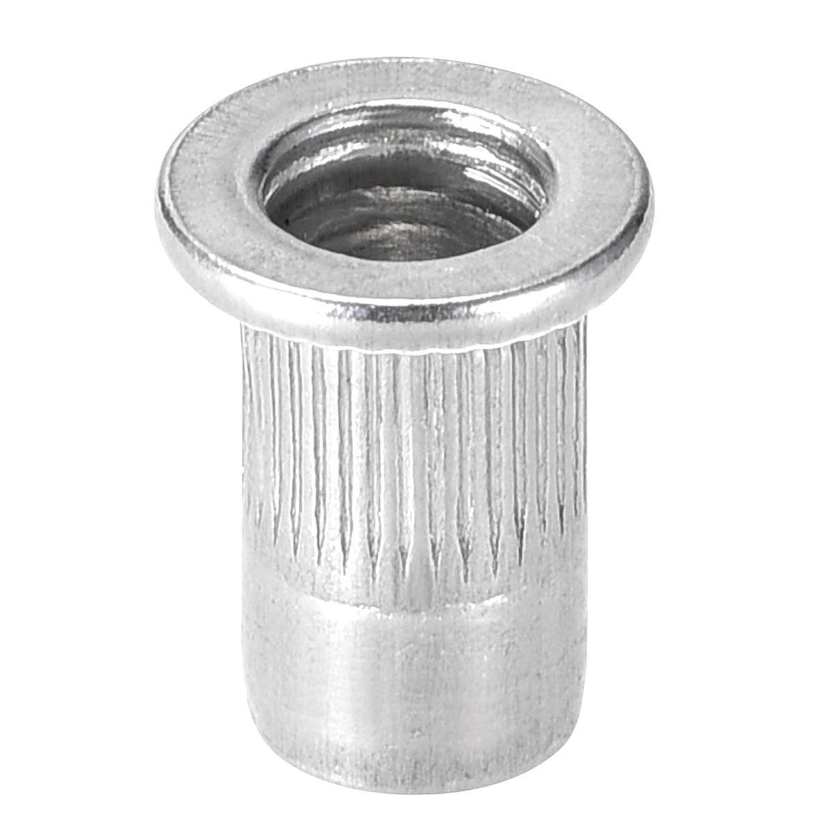 uxcell #6-32 Rivet Nuts Aluminium Alloy Knurled Flat Head Threaded Insert Nut Silver 50pcs