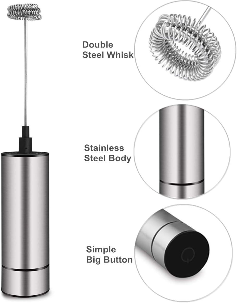 Milk Frother Handheld Battery Operated, Coffee Frother for Milk Foaming, Latte/Cappuccino Frother Mini Frappe Mixer