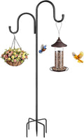 79 Inch Double Shepherds Hooks for Outdoor, Heavy Duty Bird Feeder Pole with 5 Prongs Base for Hanging Lantern