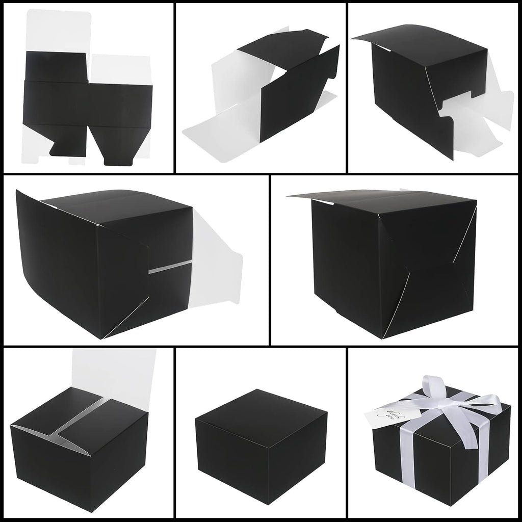 Small Gift Boxes 10 Pack 6x6x4 in Black Gift Boxes with Lids