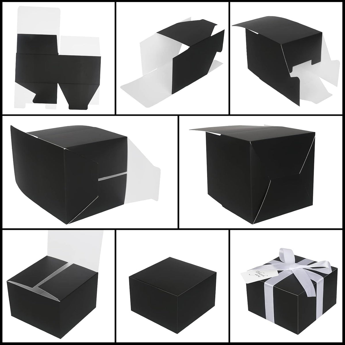 Small Gift Boxes 10 Pack 6x6x4 in Black Gift Boxes with Lids