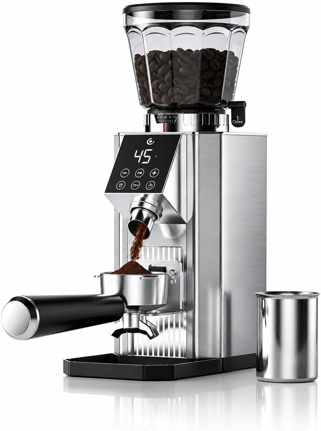Conical Burr Coffee Grinder, Espresso Grinder with 45 Grind Settings, Anti-Static Electric Coffee Bean Mill with