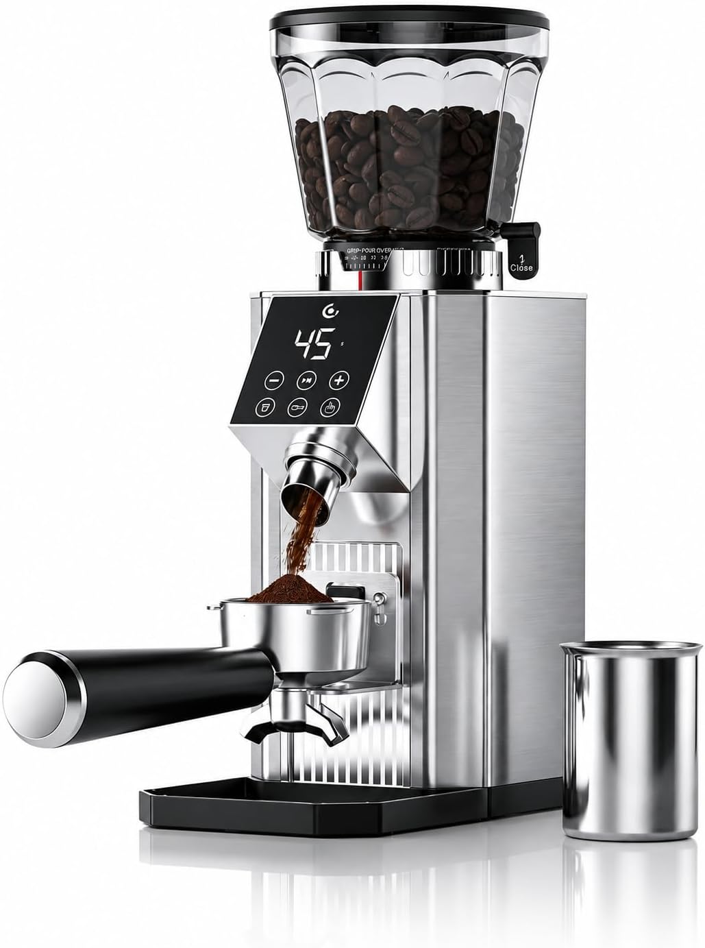 Conical Burr Coffee Grinder, Espresso Grinder with 45 Grind Settings, Anti-Static Electric Coffee Bean Mill with