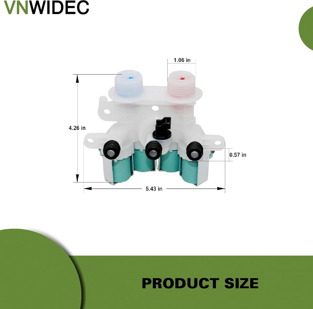Washer Water Inlet Valve for Whirlpool WTW8000DW3 WTW8000DW4 WTW8000DW5