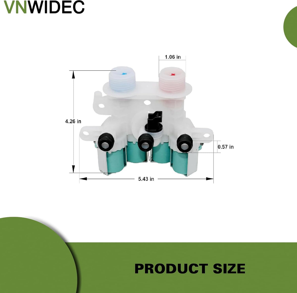 Washer Water Inlet Valve for Whirlpool WTW7040DW2 WTW7120HC0 WTW7120HW0