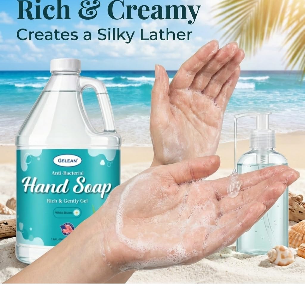 Liquid Gel Hand Soap - pH Balanced - Aloe Vera - White Tea Scent - Made in USA - Bulk liquid Refill Jug, 128 oz 1