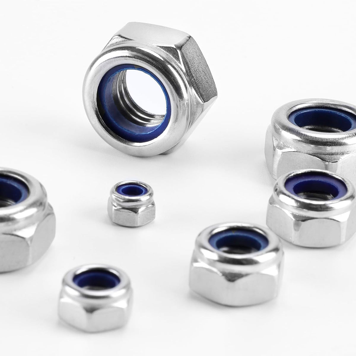 135 Pack 304 Stainless Steel A2-70 Nylon Insert Lock Nuts, SAE & Metric