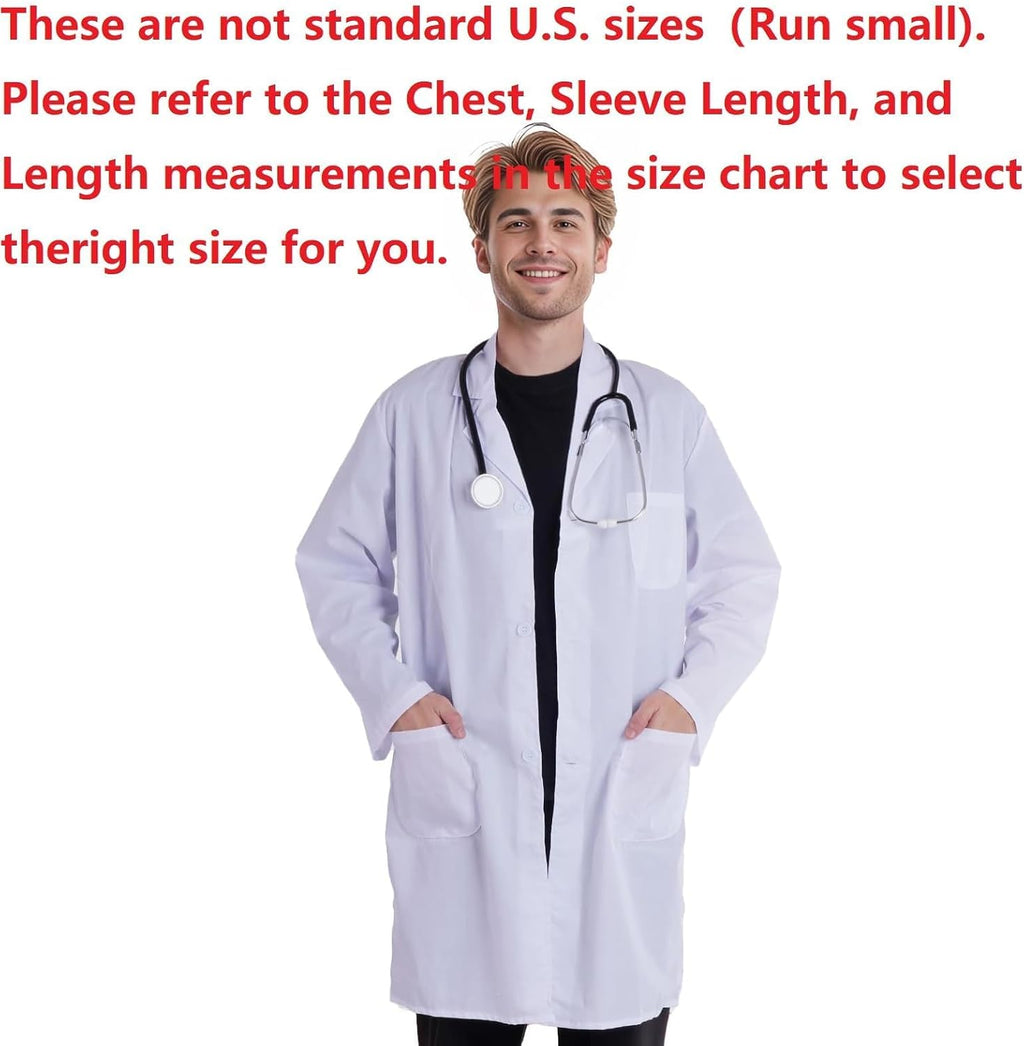 Scientist Doctor Costume Lab Coat Women Men Halloween White Long Flat Sleeve Lab Coats Accessories with Stethoscope